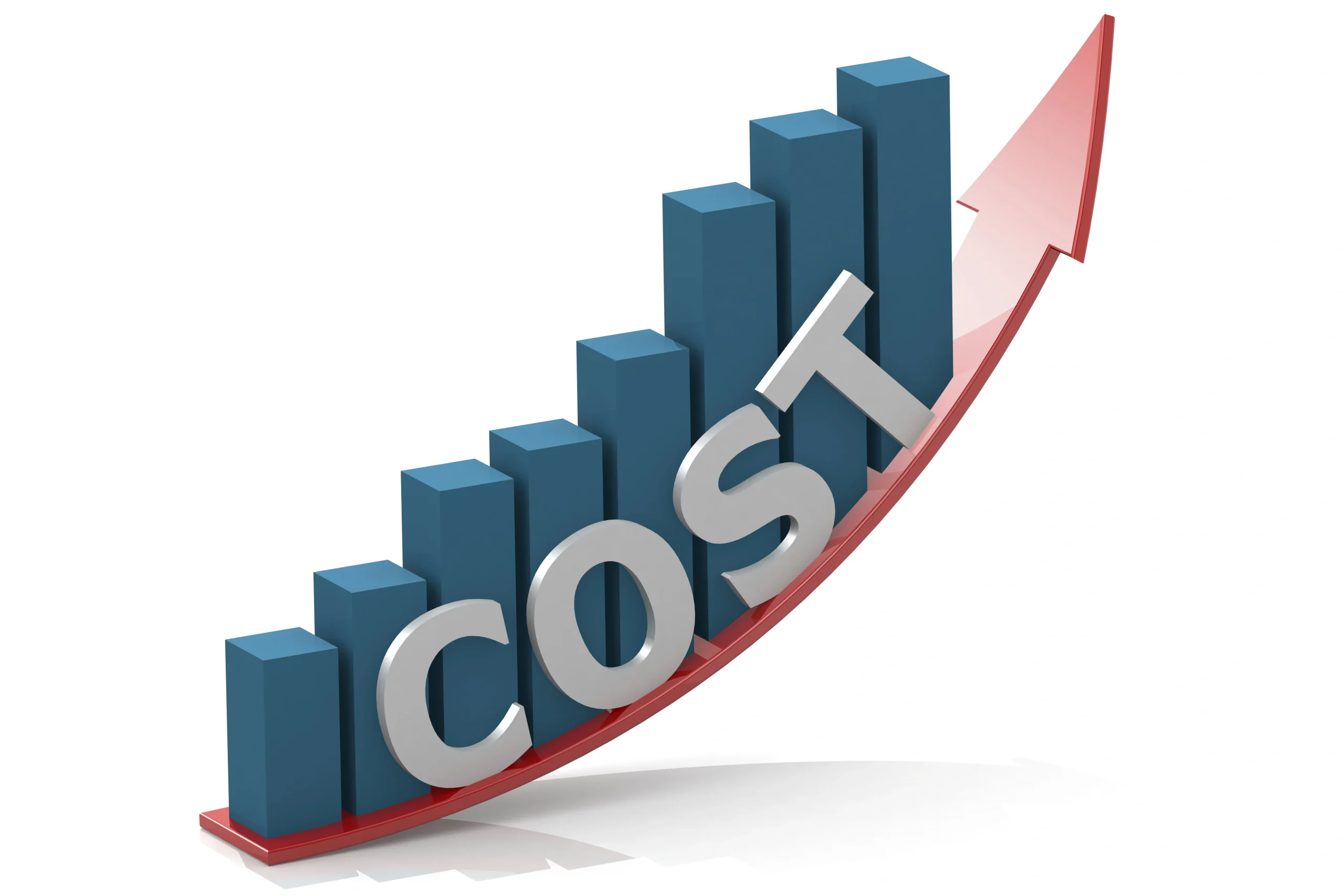 3d-rendering-illustration-bar-chart-with-cost-word-growing-up-arrow-white-background-scaled